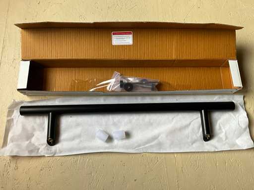 Door handle stainless steel black coated 700mm with angled feet