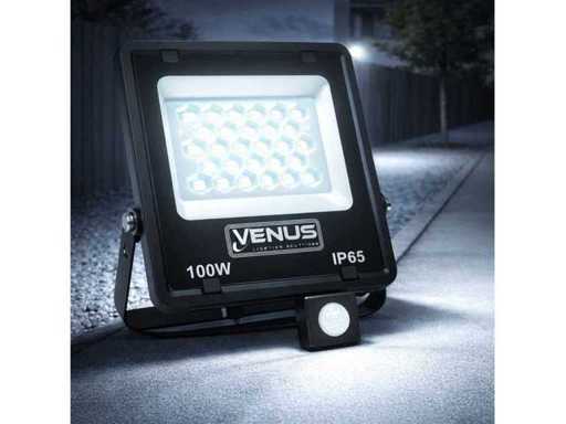 Proiector LED 100W cu senzor de mișcare – 6500K alb rece – IP65 (x6)