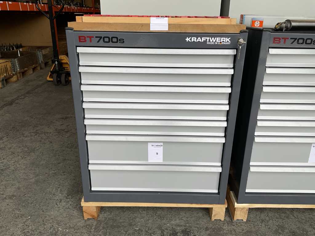 7-drawer material cabinet with contents