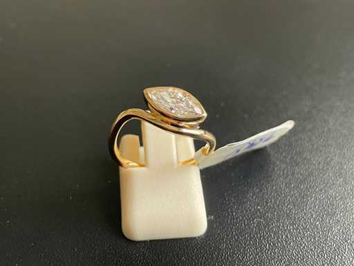 Anello con castone in oro giallo 18 carati con diamante marquise da 1,19 ct - D/VVS2