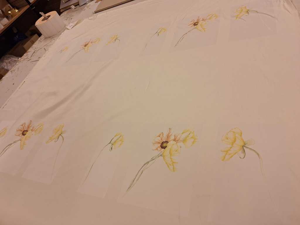24m fiore giallo ecru stampato 
