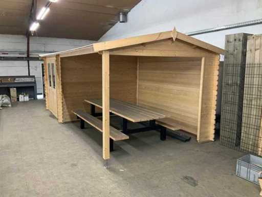 Garden house with canopy approx. 590x295x245 cm