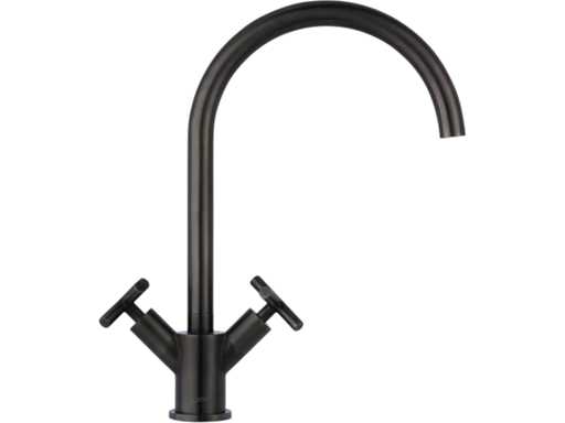 Kitchen mixer tap matte black with cross handle