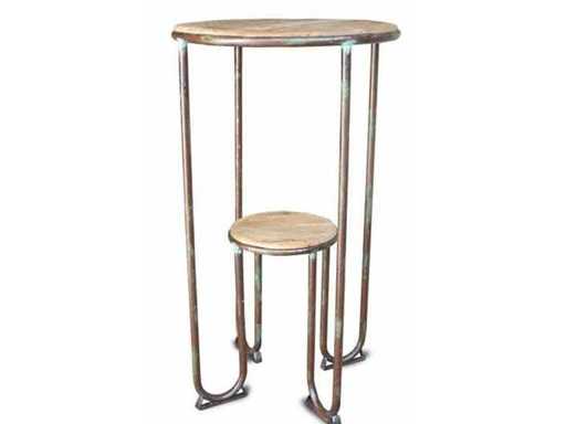 Bar tables teakwood with iron frame (2x)