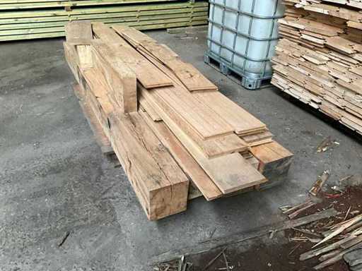 Partij diverse eiken balken (4x) en restanten