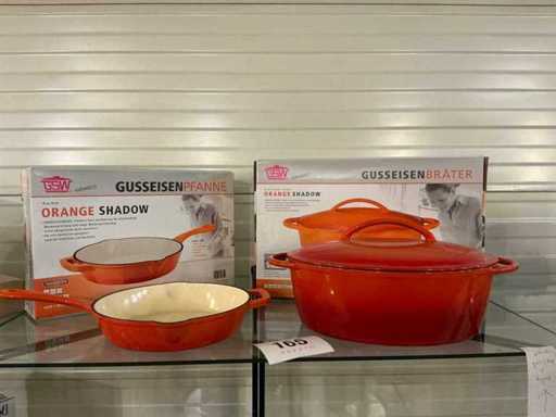 GSW Cast iron cooking pot + roasting pan (2x)