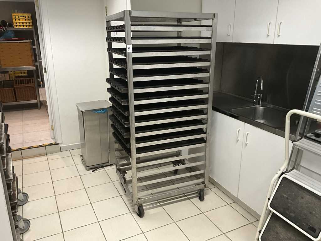 Stainless steel shelf trolley + 12x baguette baking tray 60x80