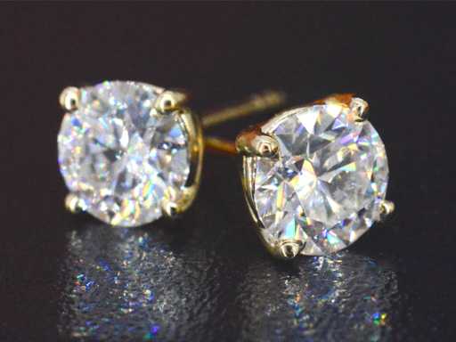 Gouden briljant oorbellen 2.00 ct