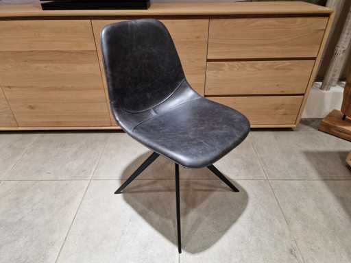 2 x YLF Modèle de baignoire de chaise à manger en PU Vintage Noir