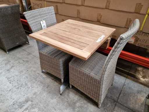 Gardini - Table de jardin en teck Volvic 70x70cm avec base en anthracite en Alu