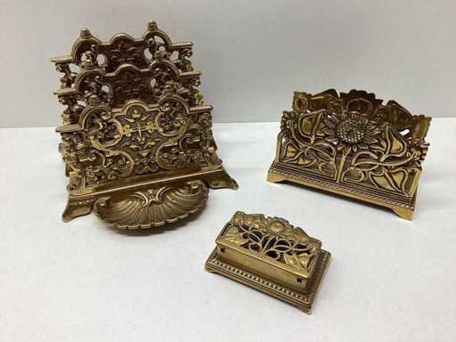 Vintage brieven + postzegels houders (3x)