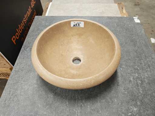 Bacino a noce in pietra naturale in travertino 40,6x15 cm