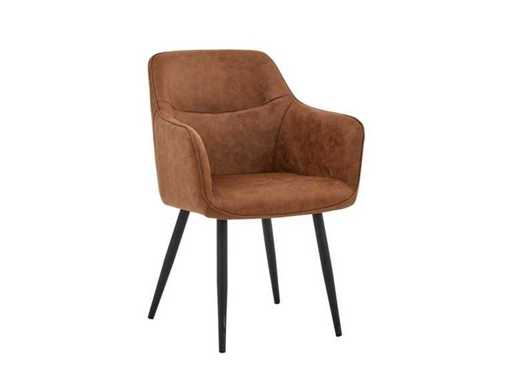 Set aus 2 Essstuhl-Tub mit Armlehne Cognac