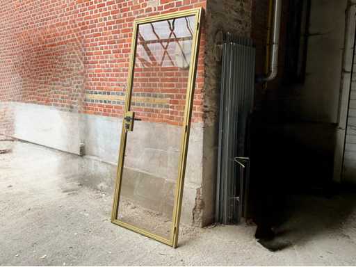 Glass door with aluminium frame – RAL 1036 gold