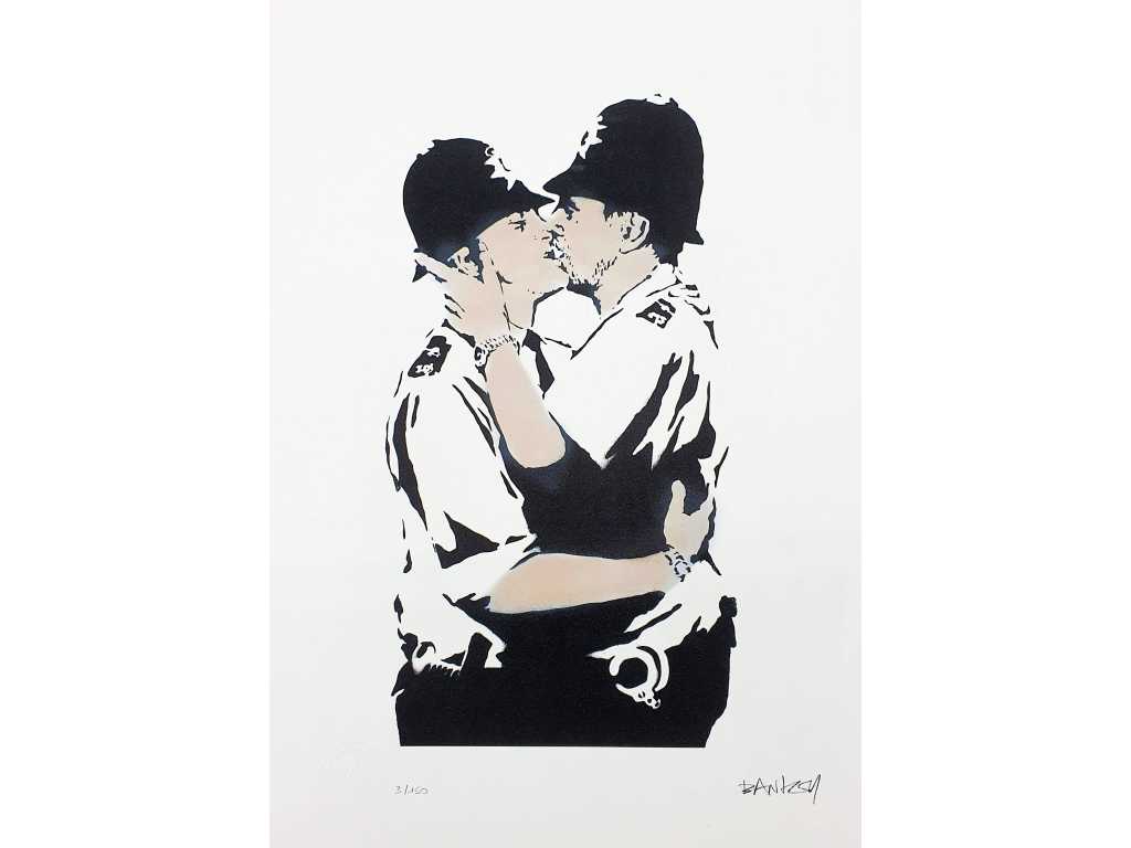 Banksy (geb. 1974), gebaseerd op - Kissing Coppers