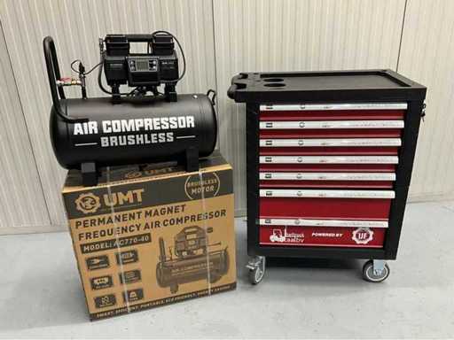 Ultra Force Equipment - Tool trolley 7 drawers filled EN High pressure compressor 40 liters