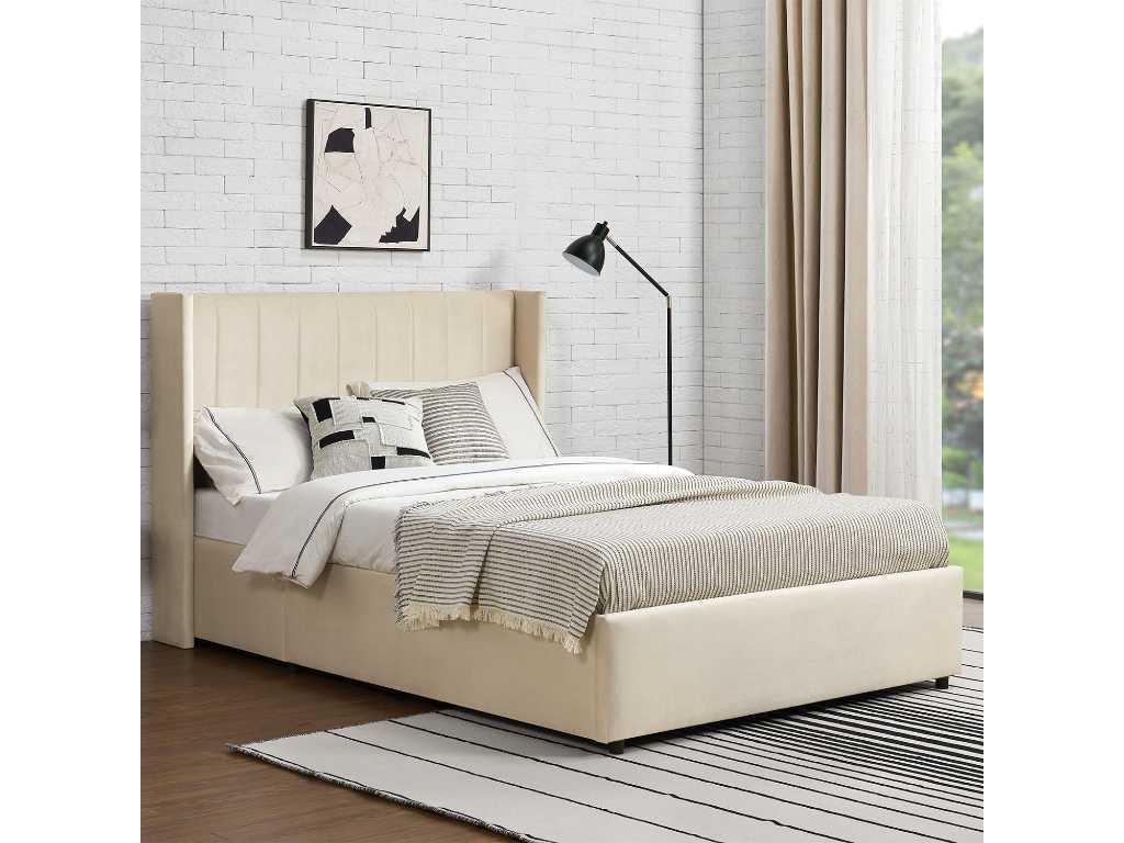 Upholstered bed 140 x 200 cm, with bed base and chest