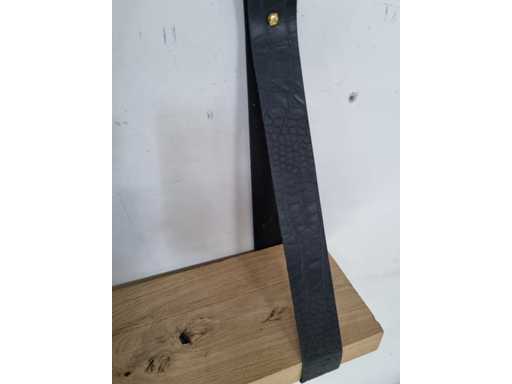 (9x) Leren Plankdragers “Croco Black” (set)