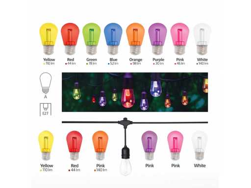 40 x lampadine LED a filamento ST45 resistente agli urti – 5 colori – E27