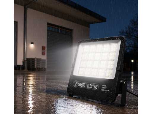 4 x LED Floodlight 300W – 6400K Koud Wit - Zwart – IP65 – BORNEO-300