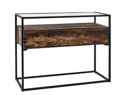 Furnilux - sticlă - măsuță laterală cu sertare