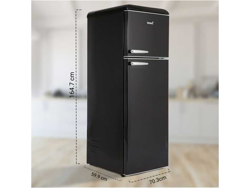 MaxxHome Retro Frigider - Combinație frigider și congelator - 340 litri - negru