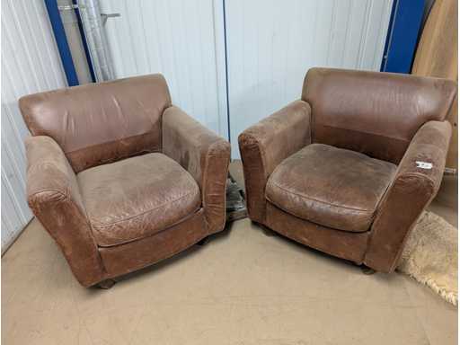 Fauteuils 2 pièces Cuir couleur cognac