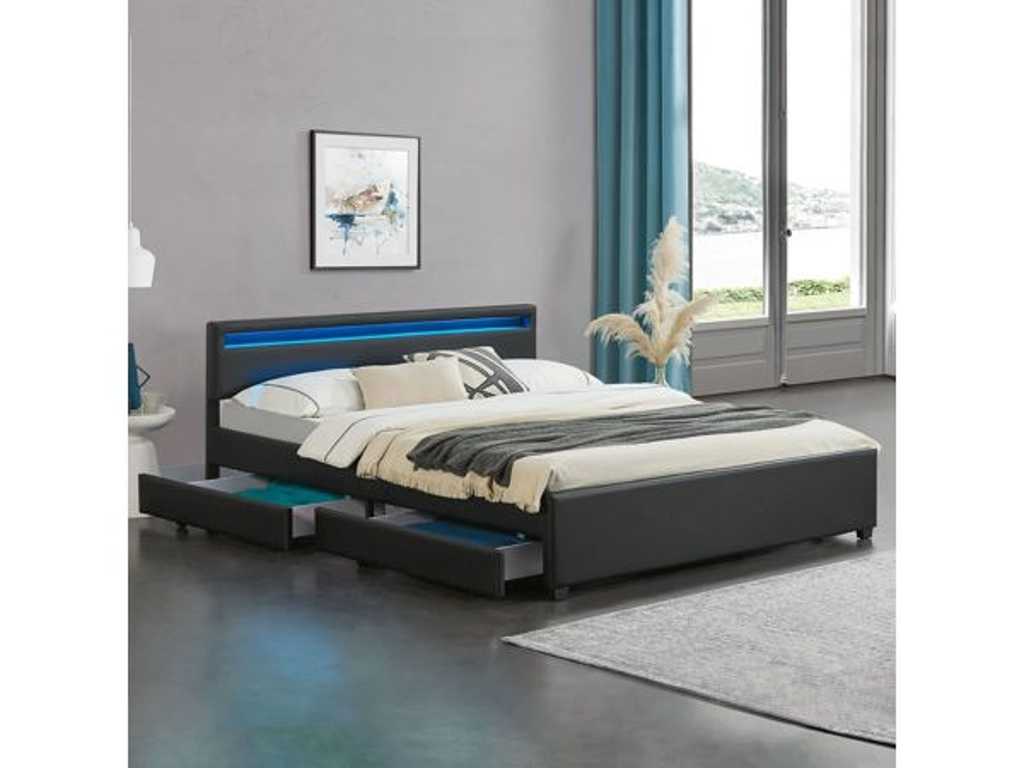 Lyon Upholstered Bed with Bed Box, LED Lighting 180x200