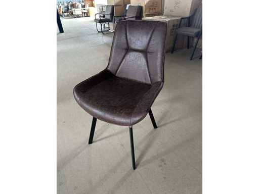 Dining chair (6) max in green leather steel leg 