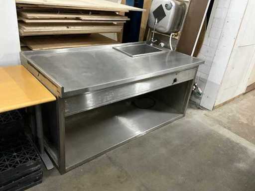 Masă de lucru din oțel inoxidabil cu baie-marie