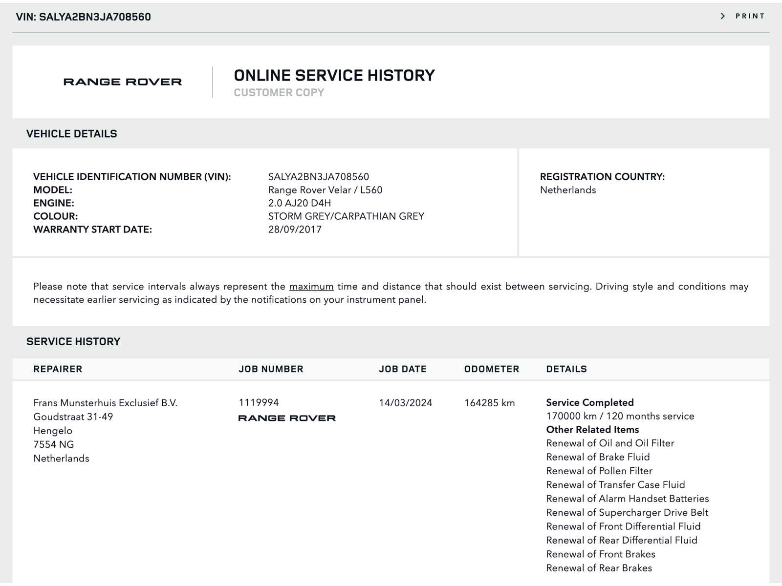 Land Rover Range Rover Velar 2.0 I4 AWD R-Dynamic SE 241pk 2017 (Origineel-NL), PX-296-F