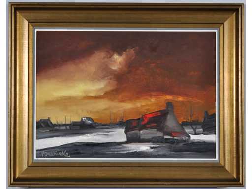 Paul Permeke - Winterlandschap met boerderij - olie op doek