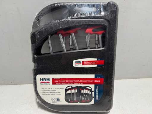 HBM 9 Delige T-Greep Dopsleutelset, Soksleutelset