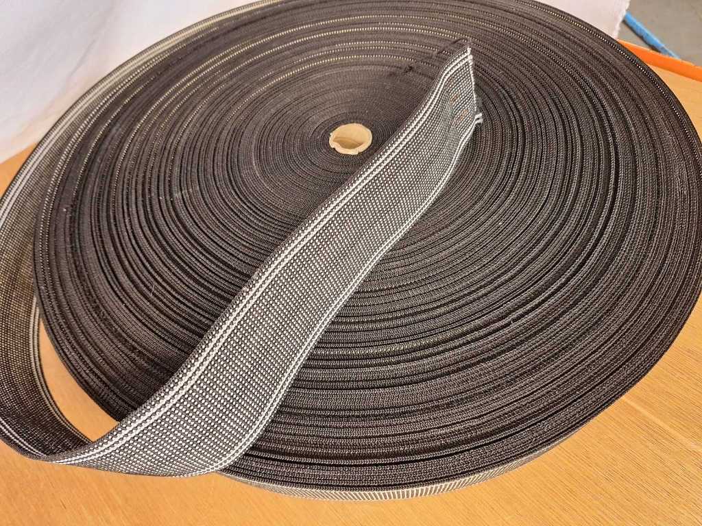 elastische band 60mm grijs/zwart 100m