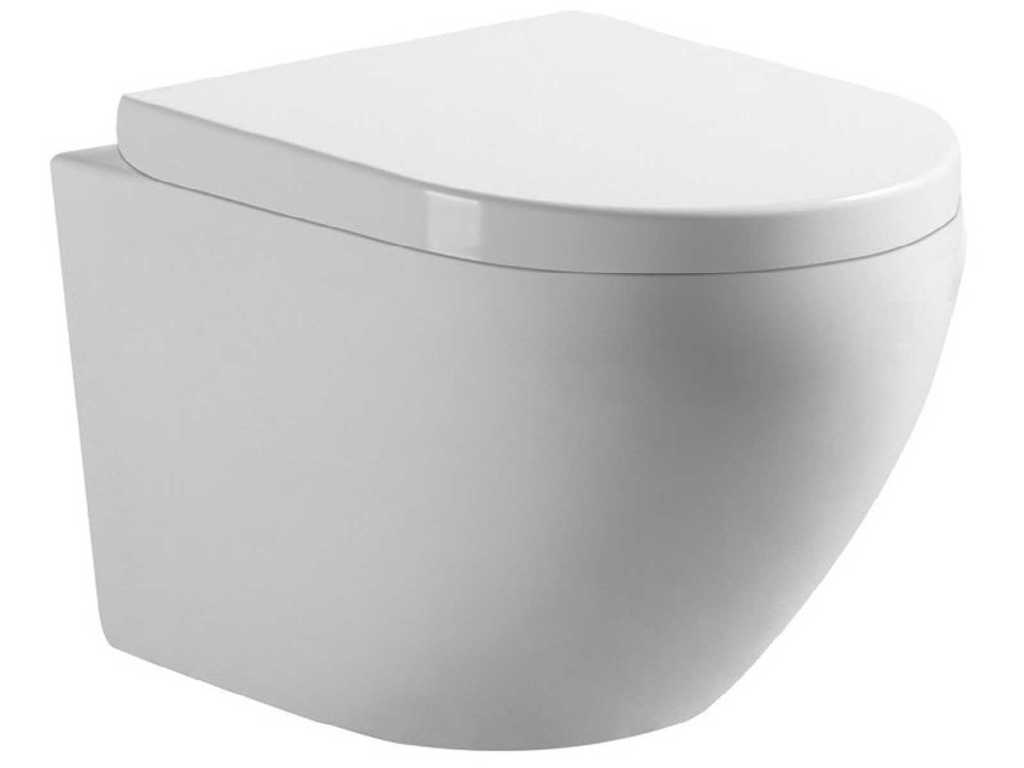 Wand-Einbau-WC mit WC-Sitz weiß glänzend