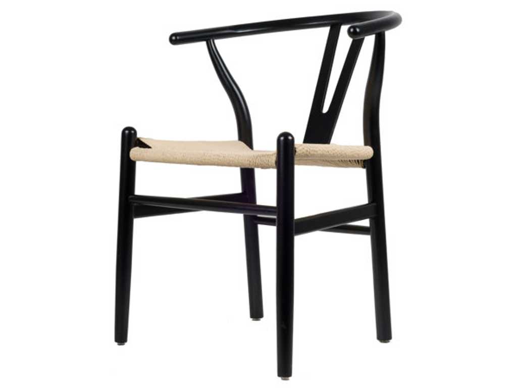 4x chaise de salle à manger design en bois noir naturel