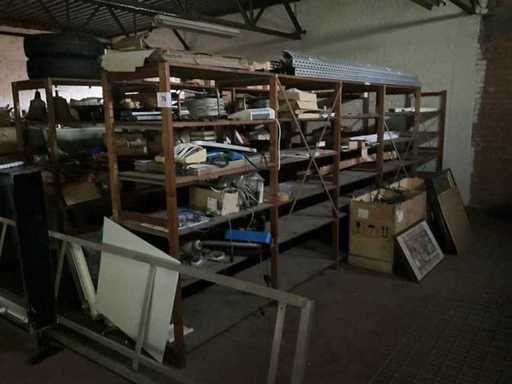 10m wooden storage racks with content
