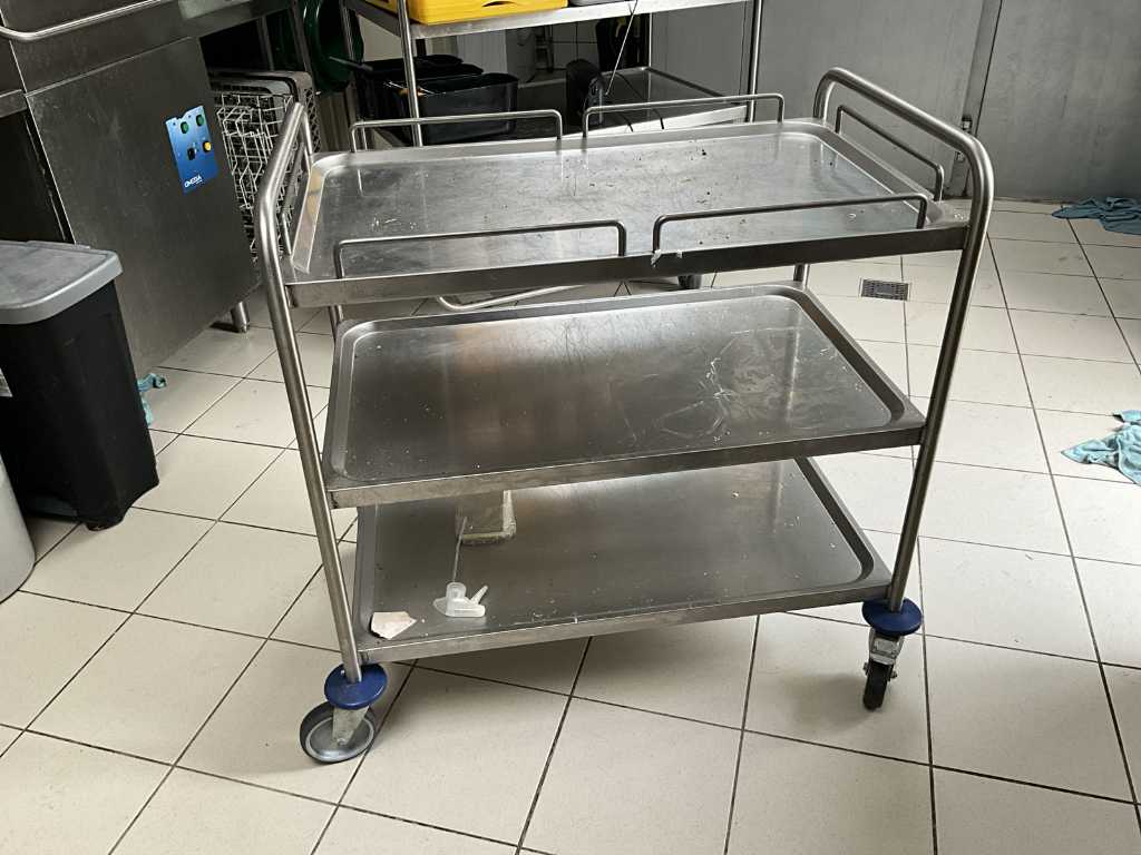 Stainless steel serving trolley BLANCO with 3 shelves