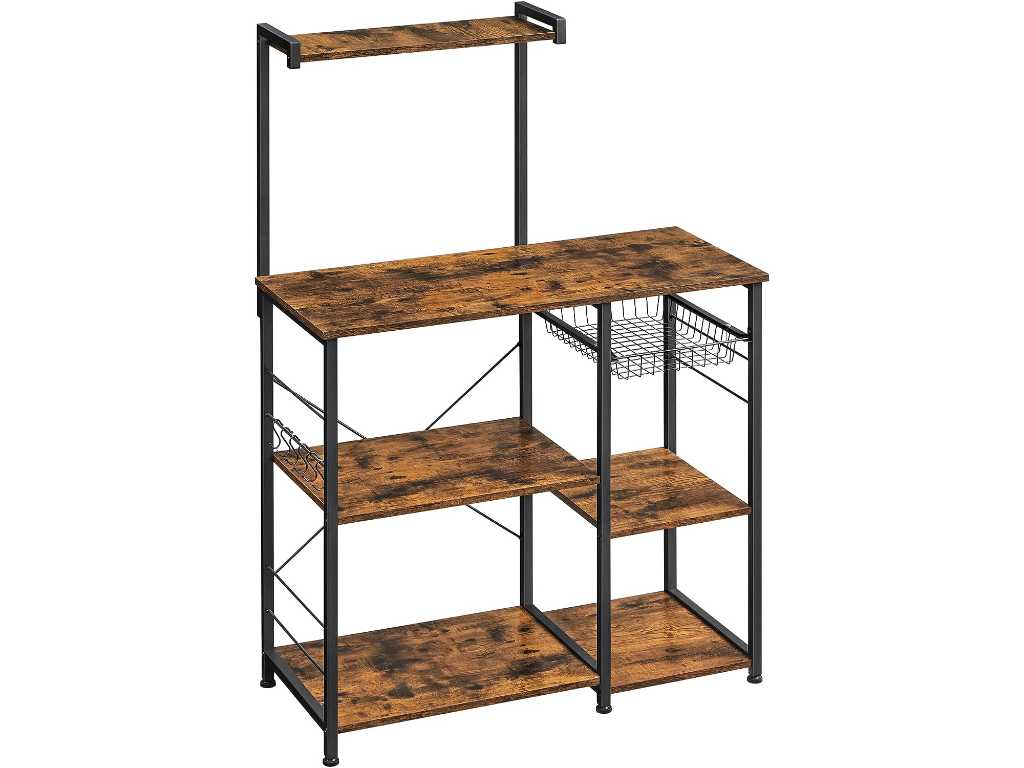 MIRA Home - Keukenkast - Kast - Magnetron kast - Industrieel - Hout - Bruin - Zwart - 40x90x132 cm