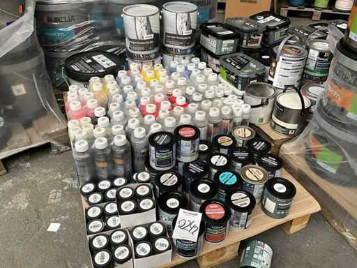 Pallet of various paints