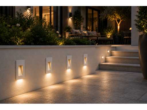 6 x LED Stair Lighting 3W – 3000K Warm White - Rectangle – White – IP54 – YOGA-V1