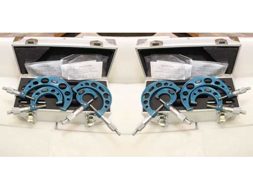 FREUTEK SDM0055 2x Set of 4x Millesimal External Micrometers 0-100 x 0.001 mm