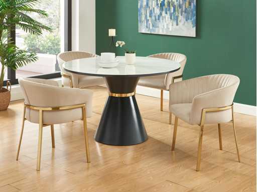 Set of 2 chairs with armrests in velvet and gold metal - Beige - by Pascal MORABITO