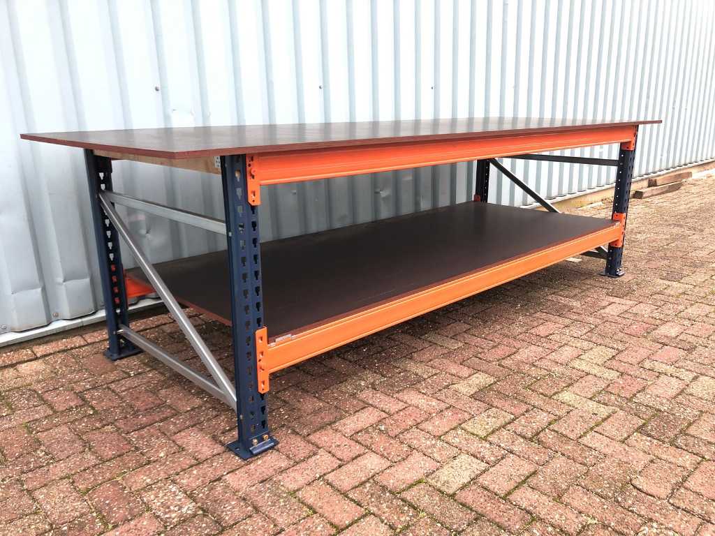 Large heavy workbench with smooth plywood plates. unused.