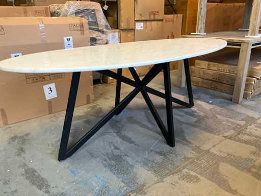 Table à manger ovale avec plateau en marbre