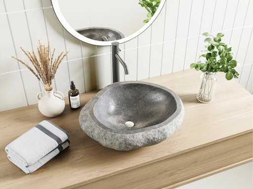 River Stone Bathroom Sink - Grey Color