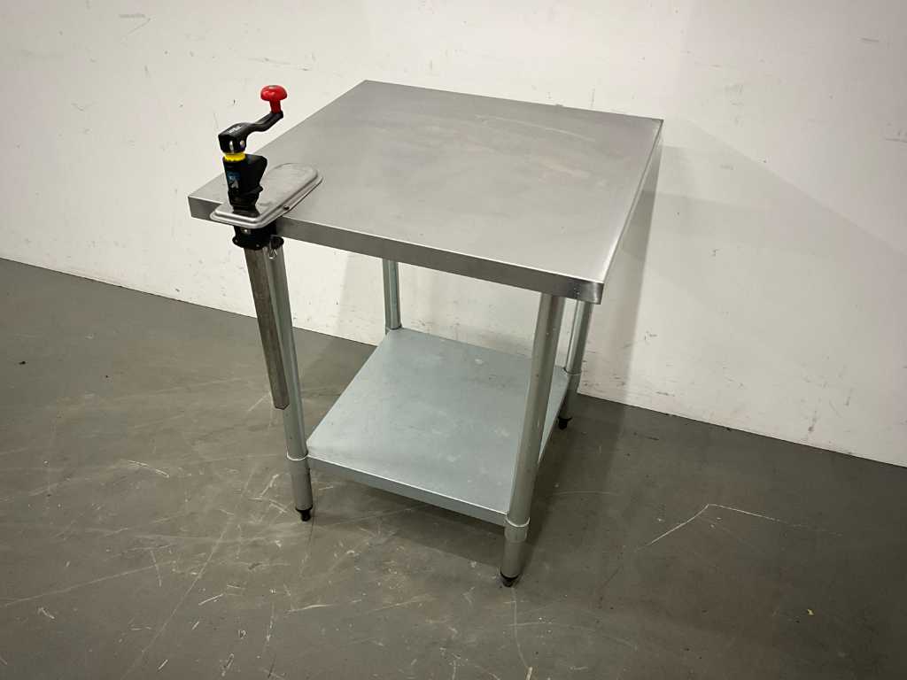 Table de travail en acier inoxydable avec ouvre-boîte
