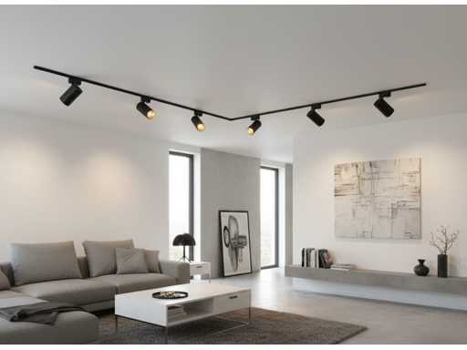 2 meter Railsysteem met 6 st railspot GU10 fitting met ring (3x)