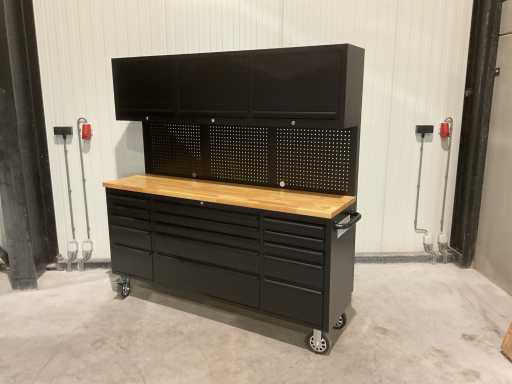 Pancione da lavoro Stahlworks Deluxe Black alta 72 pollici con 15 cassetti