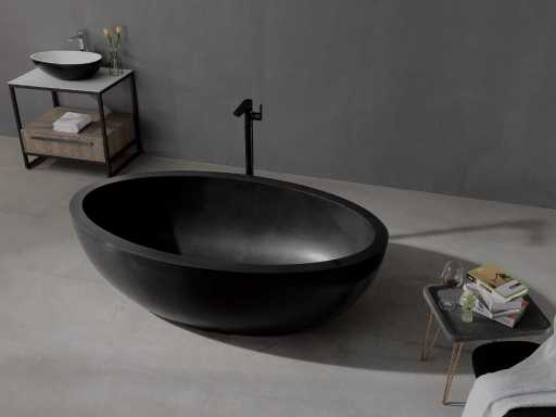Mawialux Baignoire îlot - solid surface - noir mat